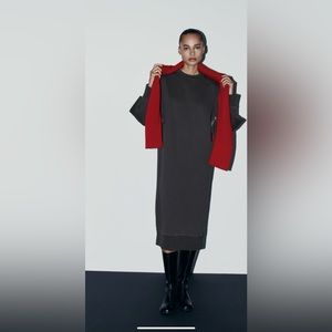 Zara Oversized Split Plush Sweatshirt Dress